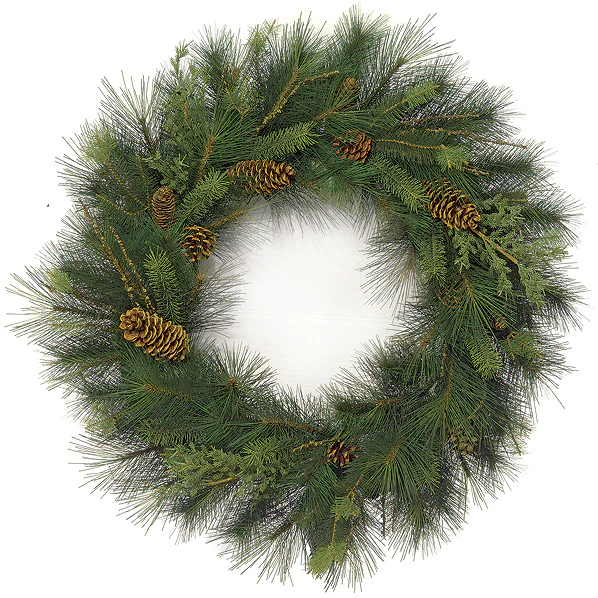 36" Artificial Mixed Austrian Sugar Pine, Juniper & Pinecone Wreath -Green