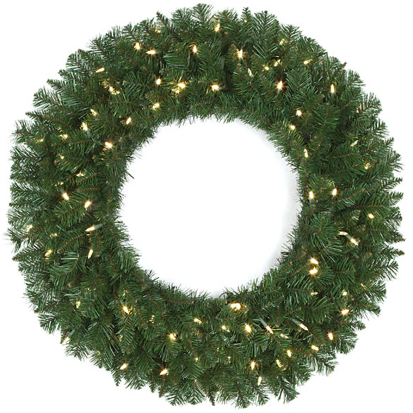 36" Artificial Monroe Pine Wreath, LED Pre-Lit -Green