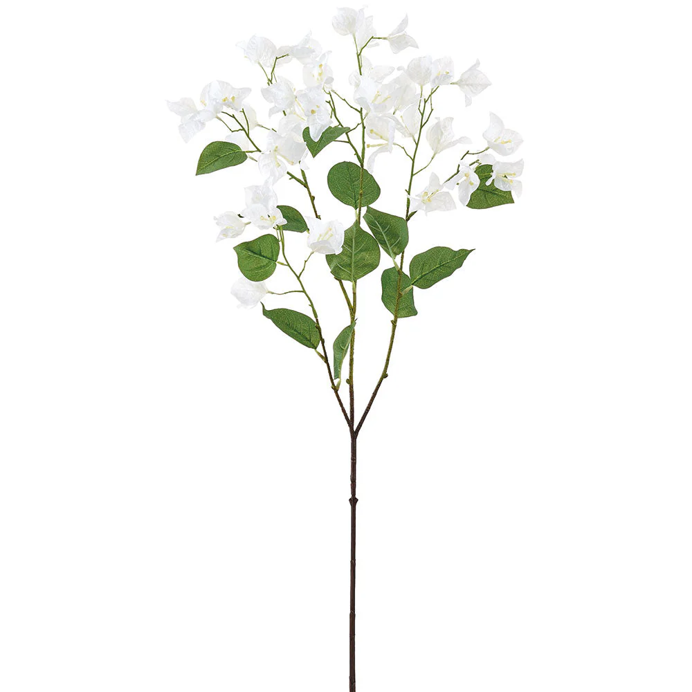 36" Bougainvillea Silk Flower Stem -White (Pack of 12)