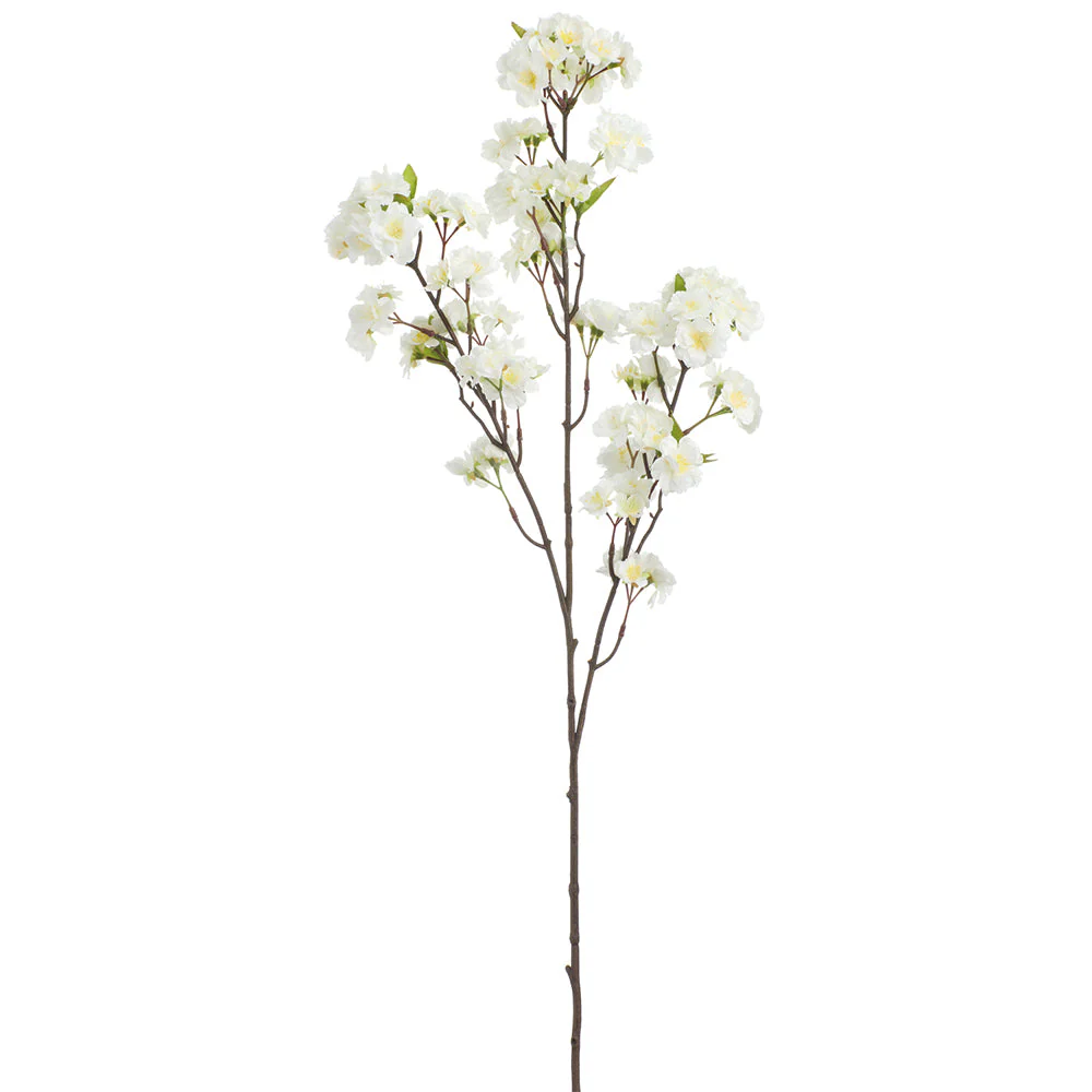 36" Cherry Blossom Faux Flower Stem -White (Pack of 12)
