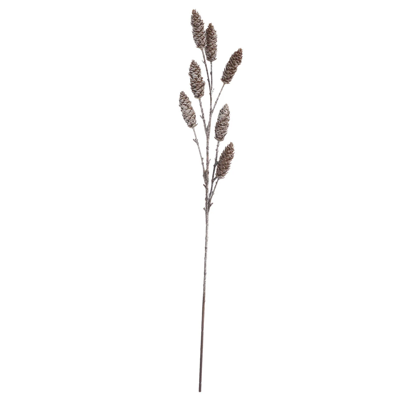 36" Flocked & Glittered Pinecone Stem -Brown/White (Pack of 12)