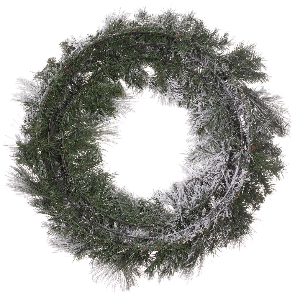 36" Flocked Pine Artificial Wreath, LED Pre-Lit (Multi-Mode) -Green/Snow - Image 5