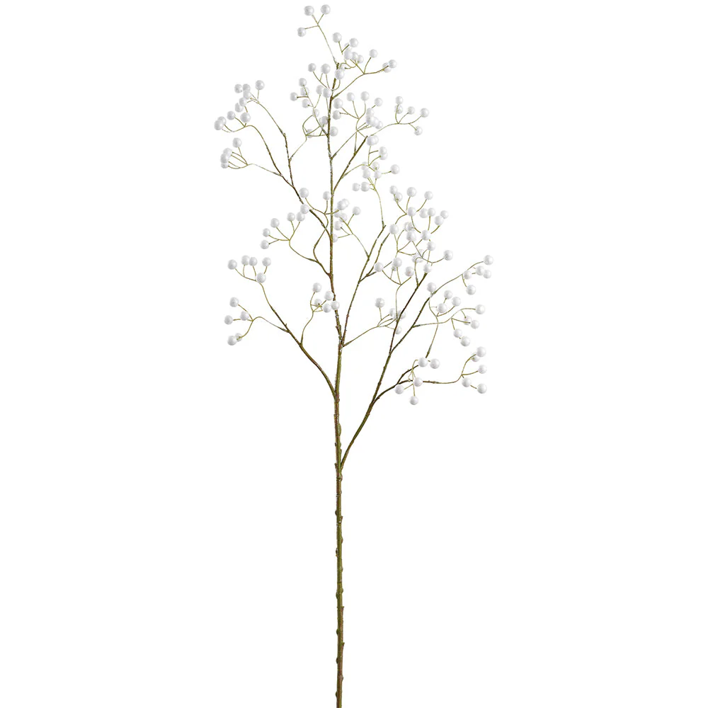 36" Glittered Artificial Berry Stem -White (Pack of 12)