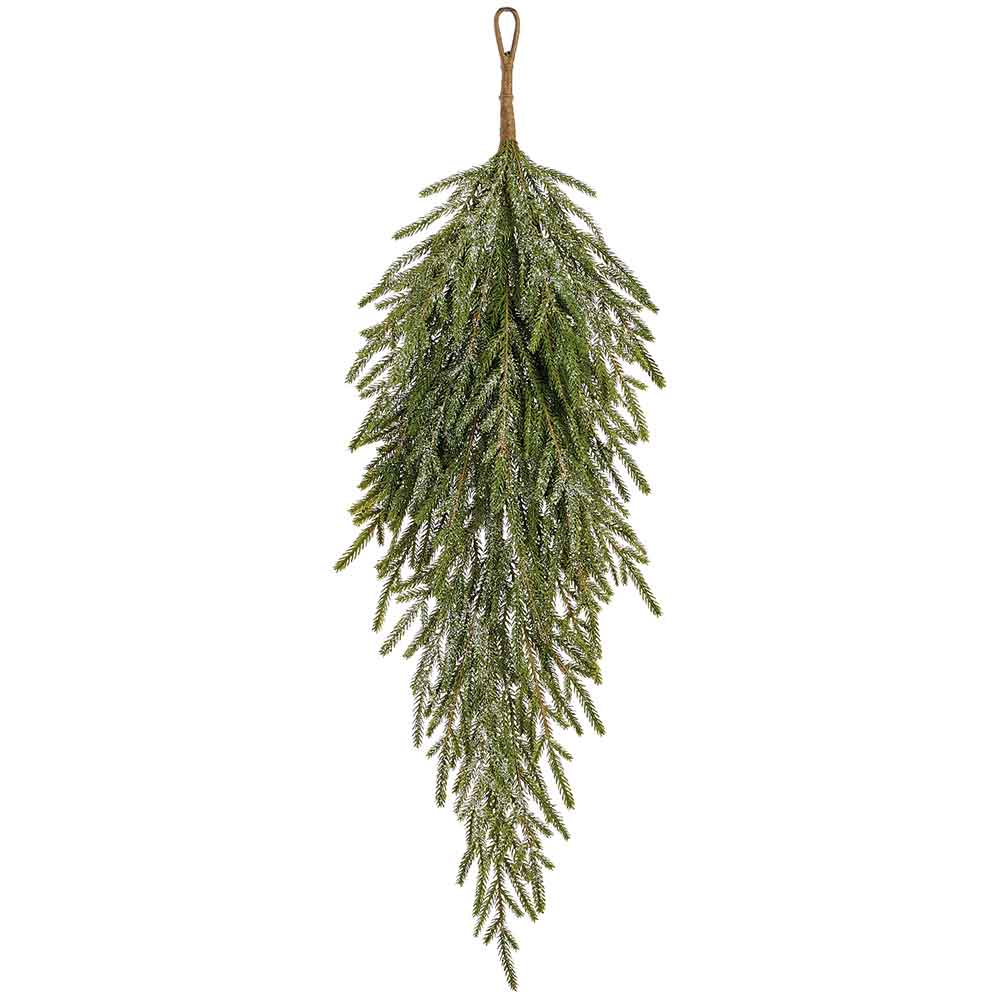 36" Glittered Artificial Cedar Teardrop Door Swag -Green (Pack of 8)