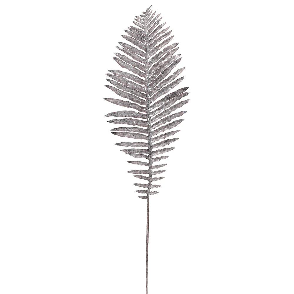 36" Glittered Artificial Fern Leaf Stem -Brown (Pack of 12)