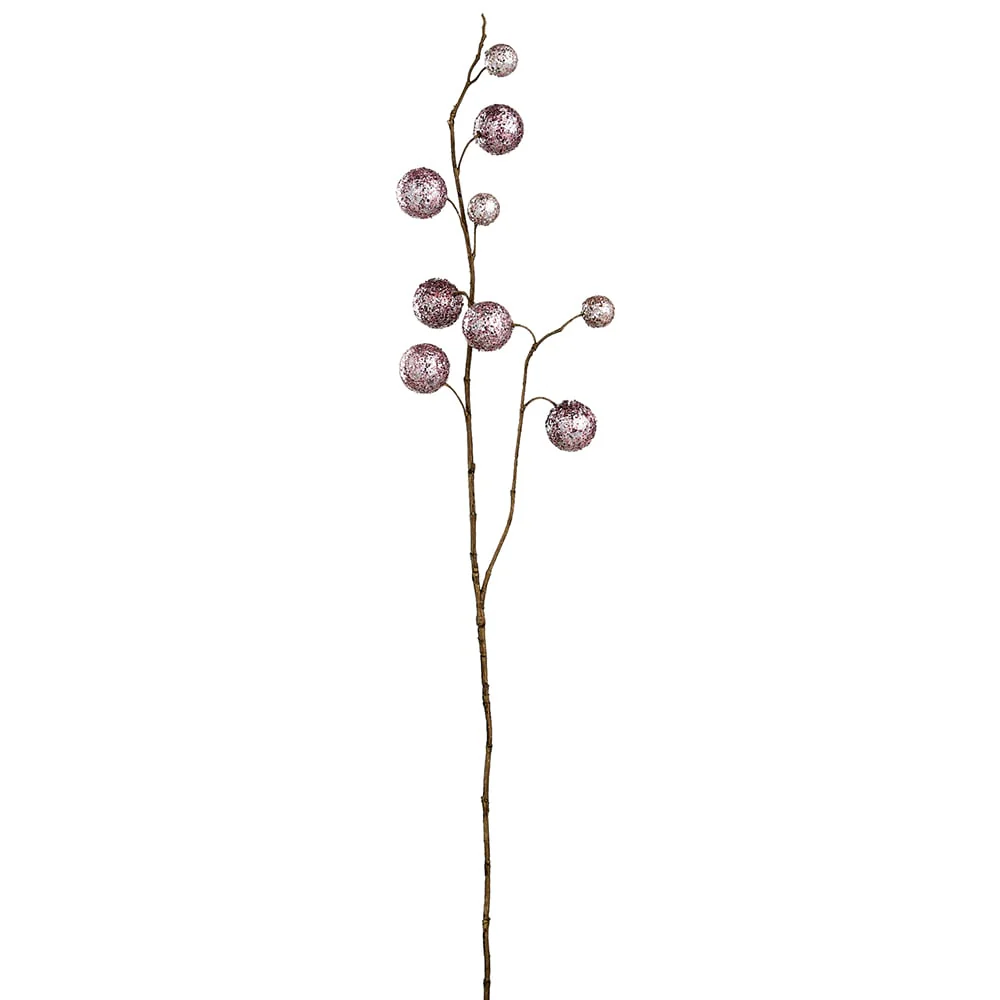 36" Glittered Artificial Ornamental Ball Stem -Pink (Pack of 12)
