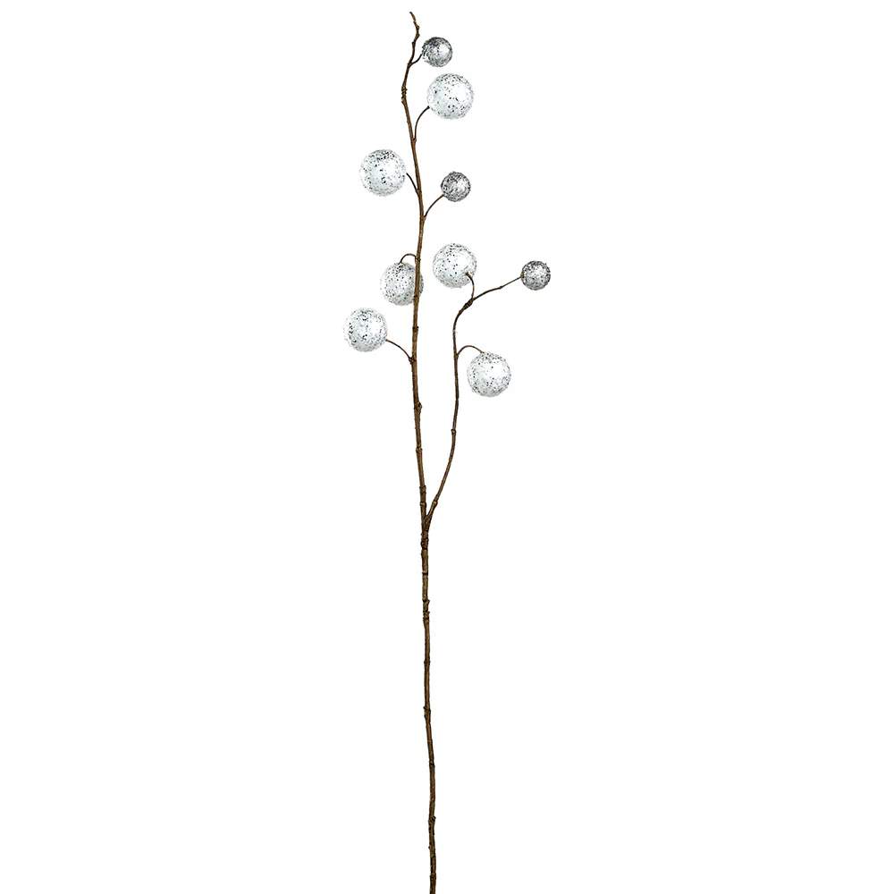 36" Glittered Artificial Ornamental Ball Stem -White (Pack of 12)