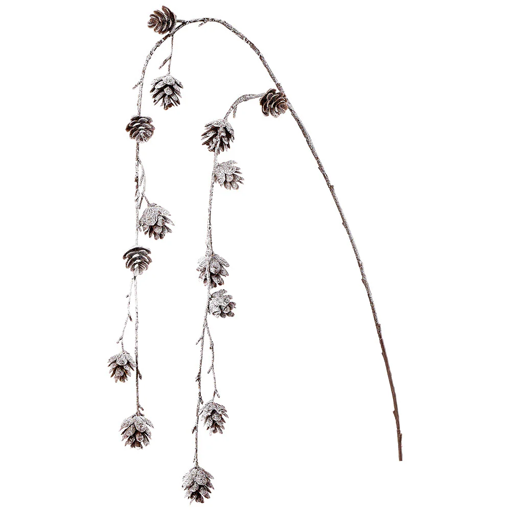36" Hanging Glittered Artificial Pinecone Stem -Brown (Pack of 12)