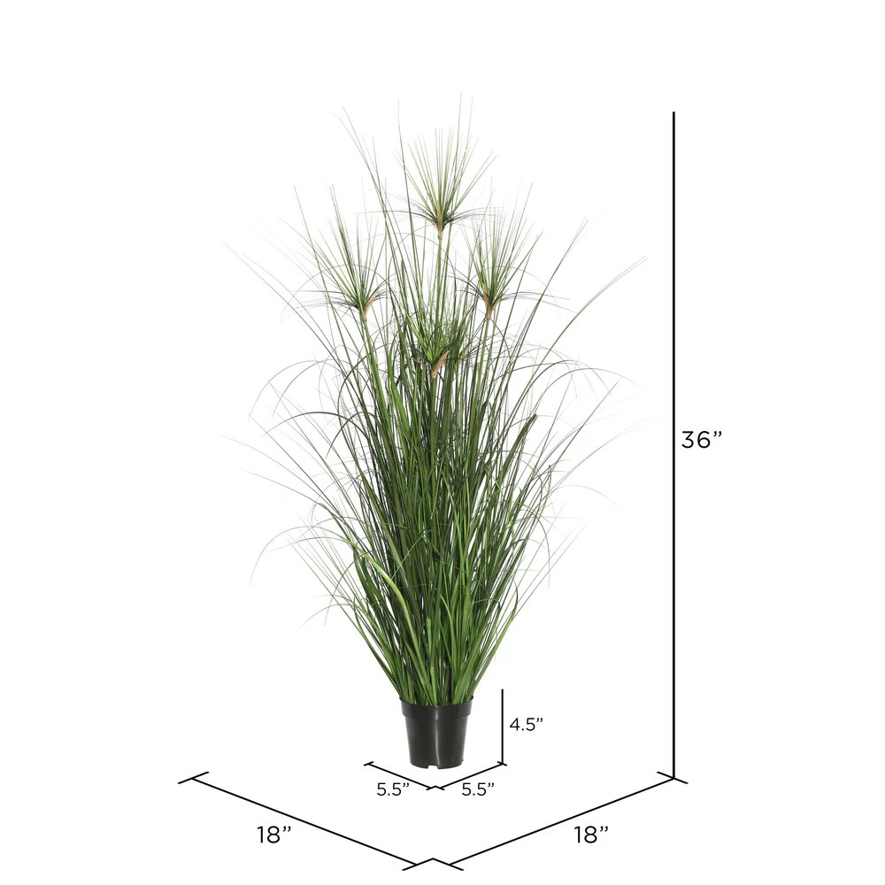 36" IFR PVC Brushed Grass Artificial Plant w/Pot -Green - Image 3
