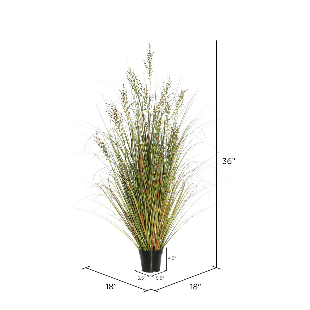 36" IFR PVC Mixed Grass Artificial Plant w/Pot -Green/Brown - Image 3