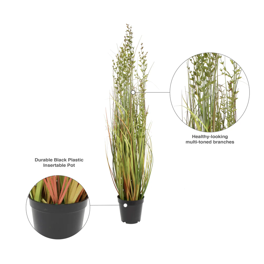 36" IFR PVC Mixed Grass Artificial Plant w/Pot -Green/Brown - Image 6