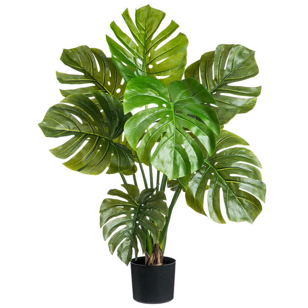 36" Large Leaf Silk Split Philodendron Monstera Plant w/Plastic Pot -Green (Pack of 2)