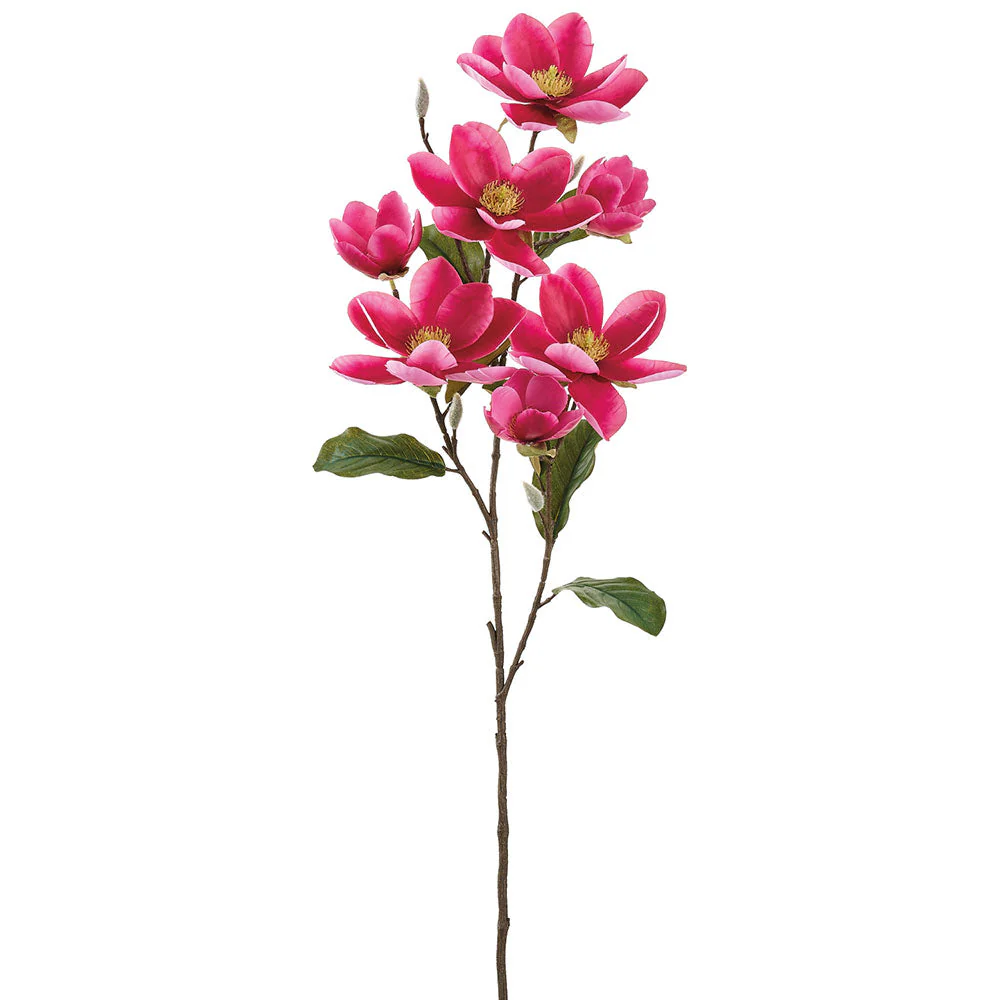36" Magnolia Silk Flower Stem -Fuchsia (Pack of 8)