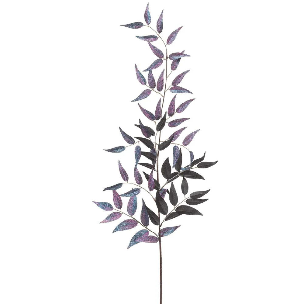 36" Majestic Magic Artificial Italian Ruscus Leaf Stem -Purple/Blue (Pack of 6)