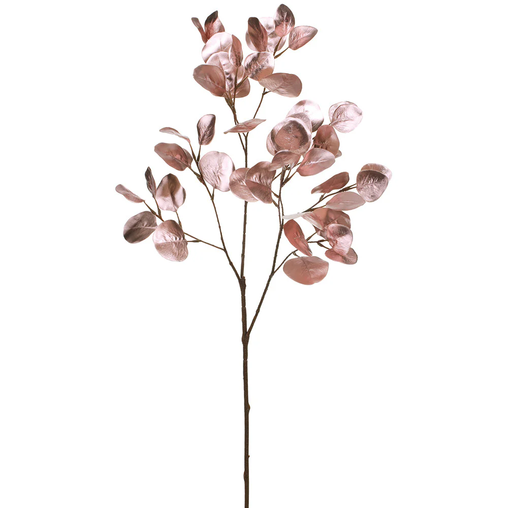 36" Metallic Artificial Eucalyptus Leaf Stem -Pink (Pack of 12) (Open Box)