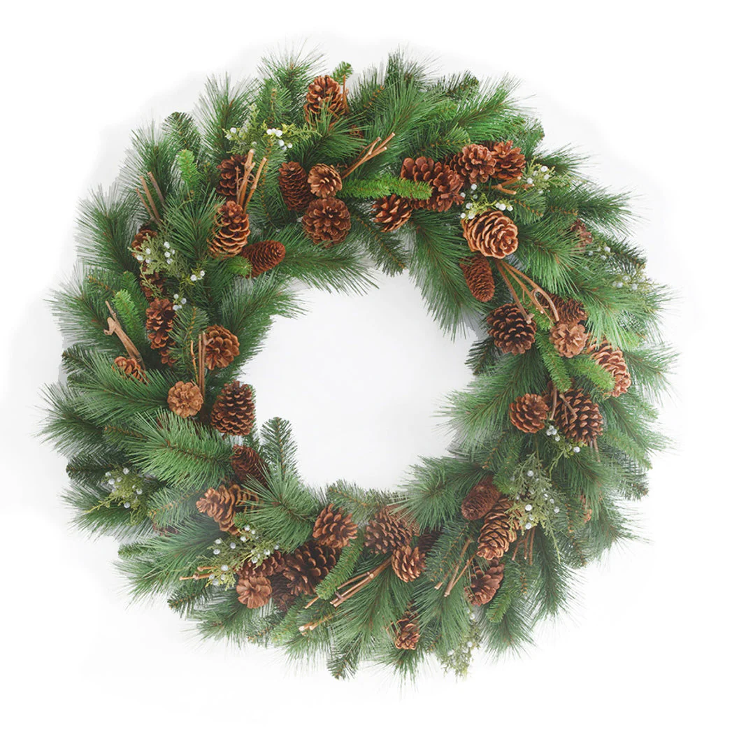 36" Mixed Sugar Pine Artificial Hanging Wreath w/Pinecones -Green/Brown