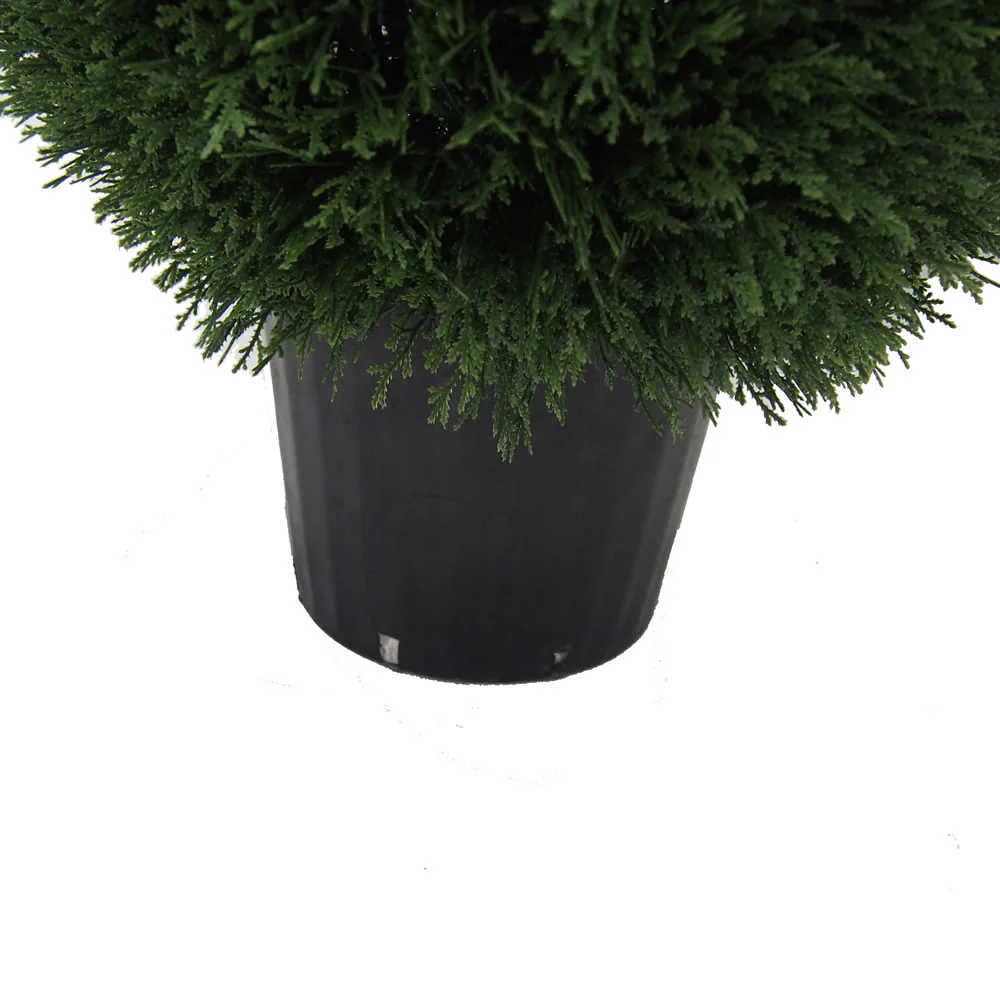 36" Outdoor UV-Resistant Artificial Cedar Teardrop-Shaped Topiary w/Pot -Green - Image 4