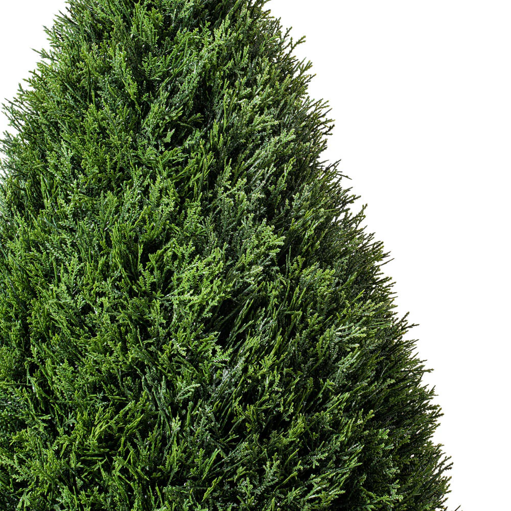 36" Outdoor UV-Resistant Artificial Cedar Teardrop-Shaped Topiary w/Pot -Green - Image 5