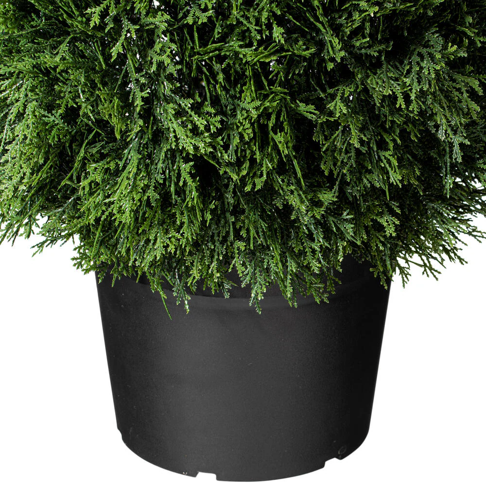 36" Outdoor UV-Resistant Artificial Cedar Teardrop-Shaped Topiary w/Pot -Green - Image 6