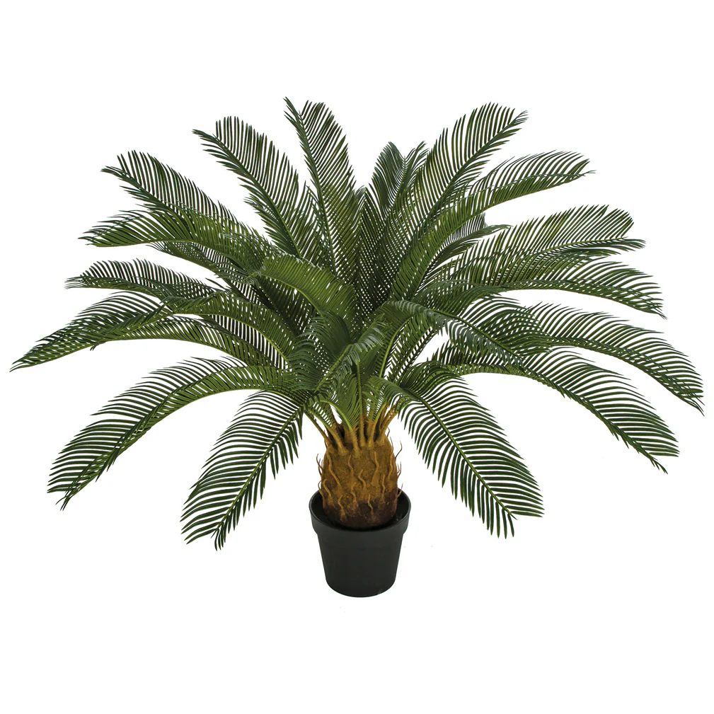 36" Outdoor UV-Resistant Artificial Sago Cycas Palm Tree w/Pot -Green