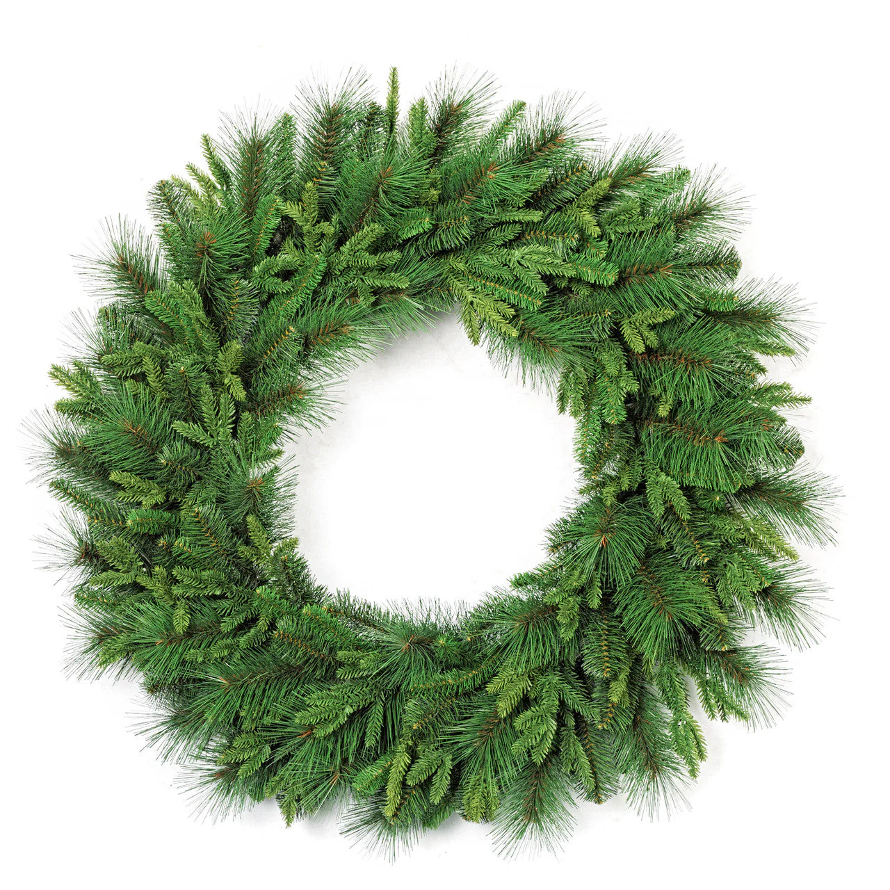 36" Outdoor UV-Resistant PE Soft-Touch Artificial Mixed Ledgemer Pine Wreath -Green