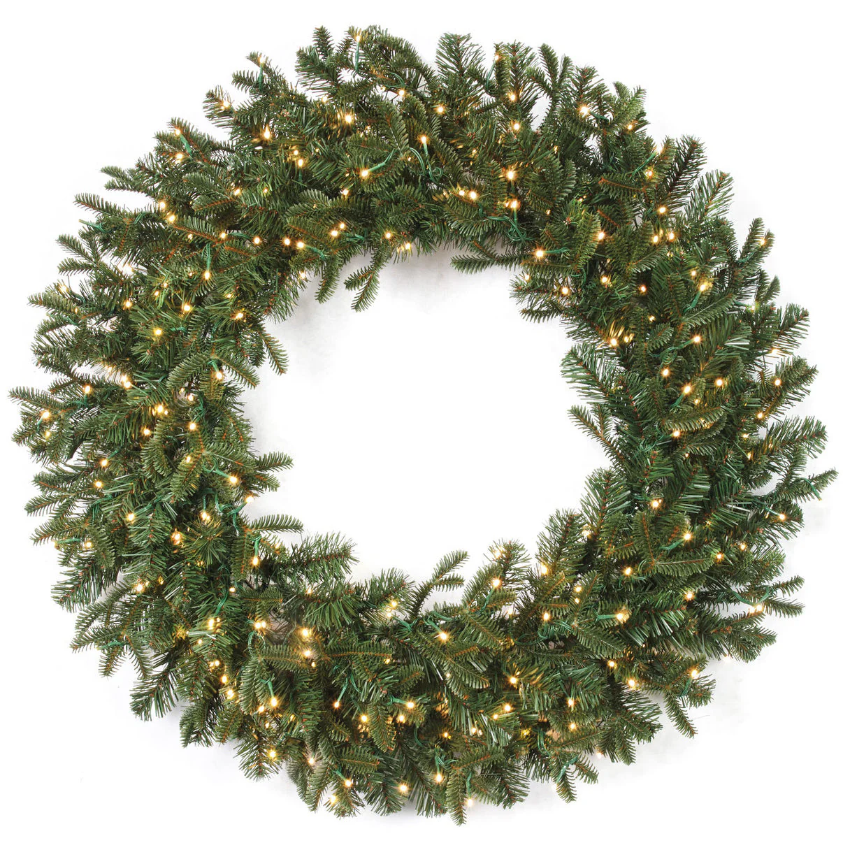 36" PE Georgia Fir Artificial Wreath, Micro LED Pre-Lit -Green