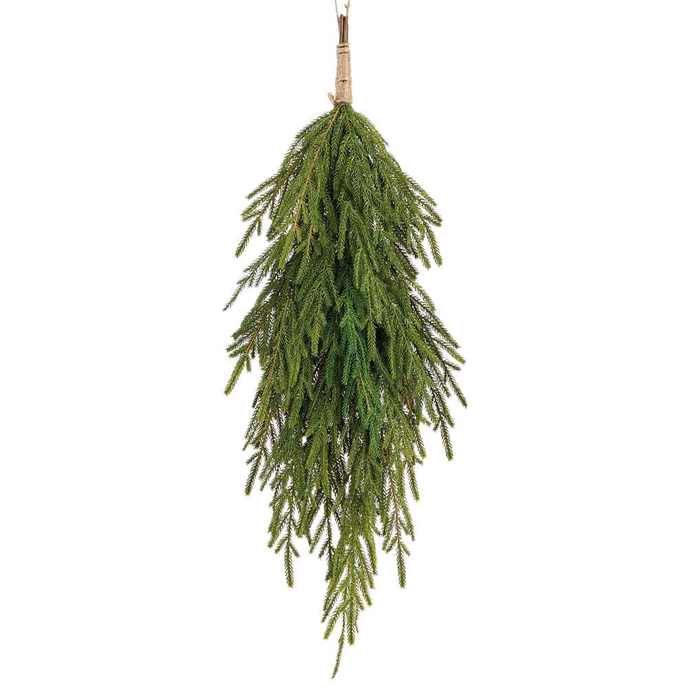 36" PE Soft-Touch Artificial Cypress Door Teardrop Swag -Green (Pack of 4)