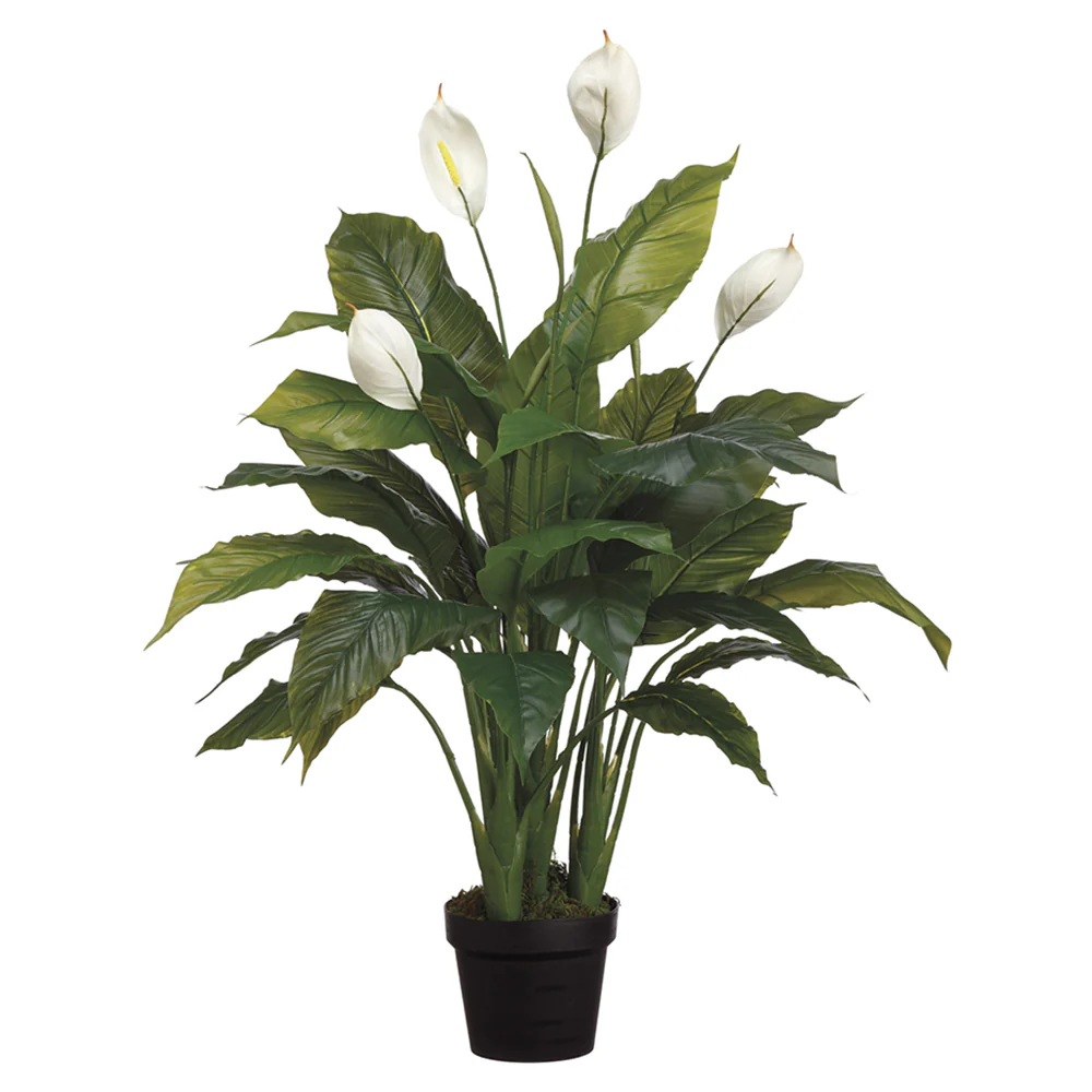 3'6" Peace Lily Spathiphyllum Silk Plant w/Pot -Green/White (Pack of 4)