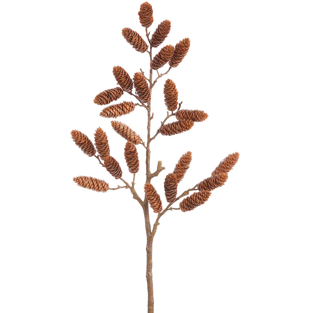 36" Plastic Artificial Pinecone Stem -Brown (Pack of 6)