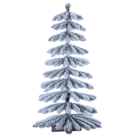 36"Hx16"W Flocked Winter Alpine Pine Artificial Christmas Tree, Unlit -Snow (Pack of 2)