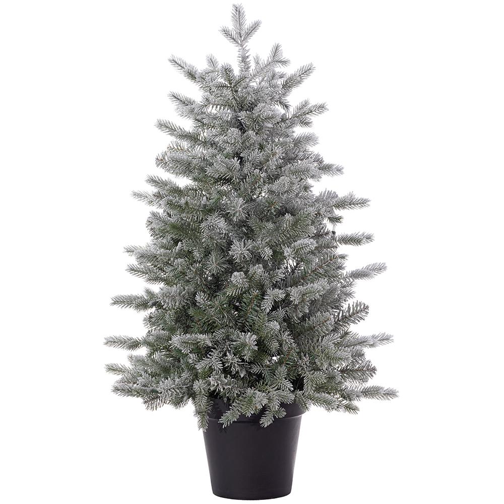 36"Hx24"W Flocked Norway Fir Artificial Tree w/Plastic Pot, LED Pre-Lit -Green - Image 3