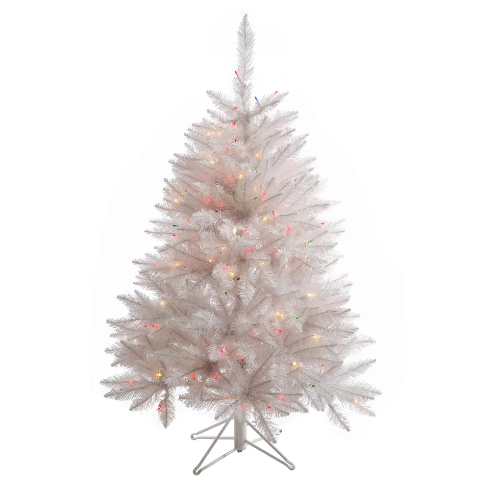 3'6"Hx26"W Sparkle White Spruce Artificial Christmas Tree, LED Pre-Lit (Multicolor) -White