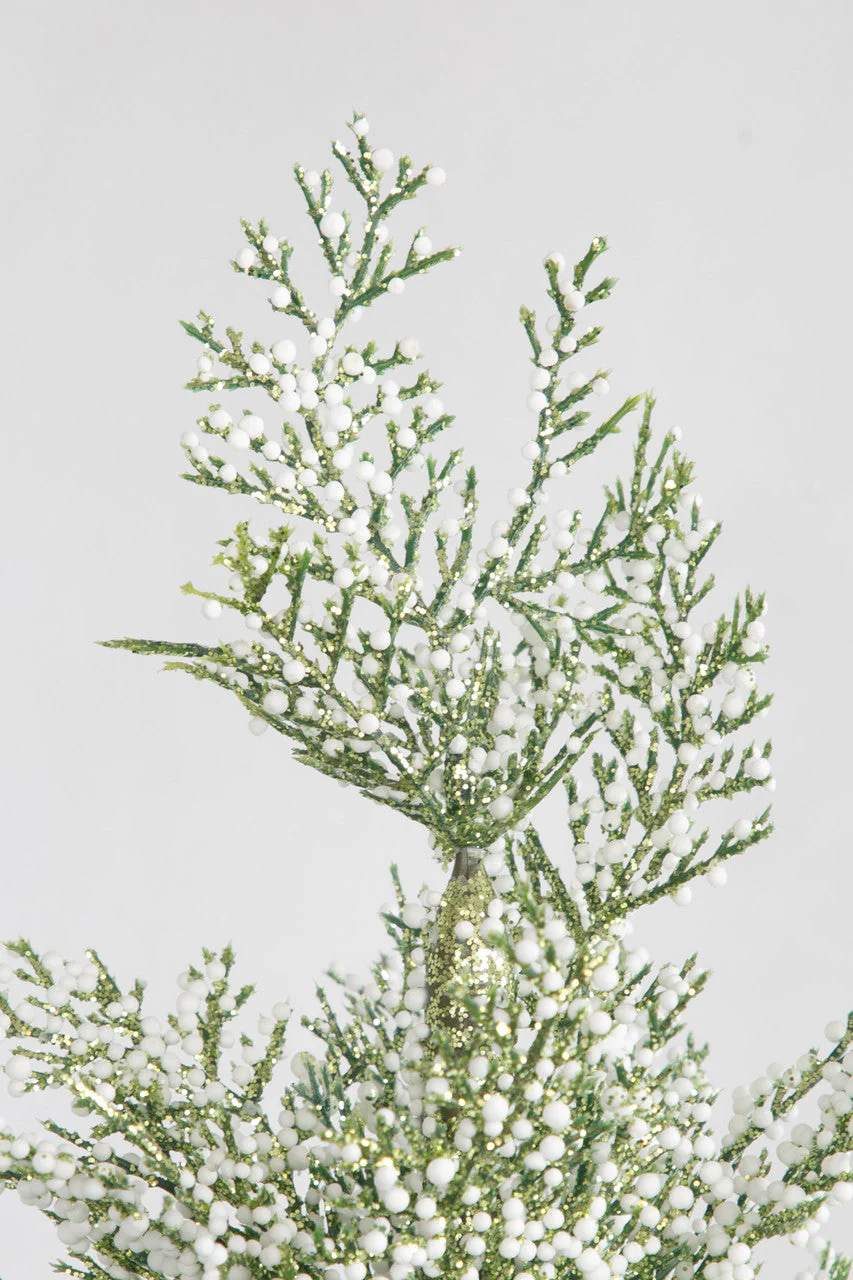 36"x23"W Glittered Snowball Cedar Artificial Christmas Tree, Unlit -Green/White (Pack of 2) - Image 2