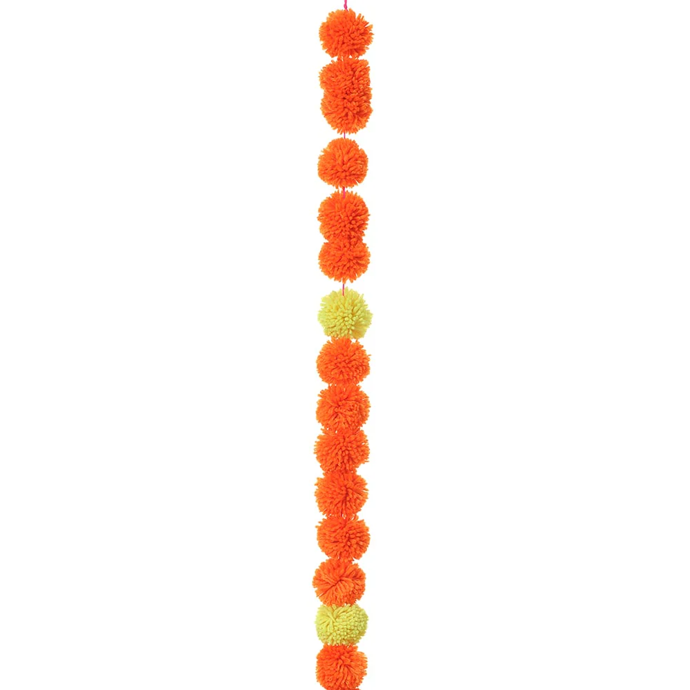 37.4" Pompon Chain With Tassel -Orange/Pink (Pack of 4)