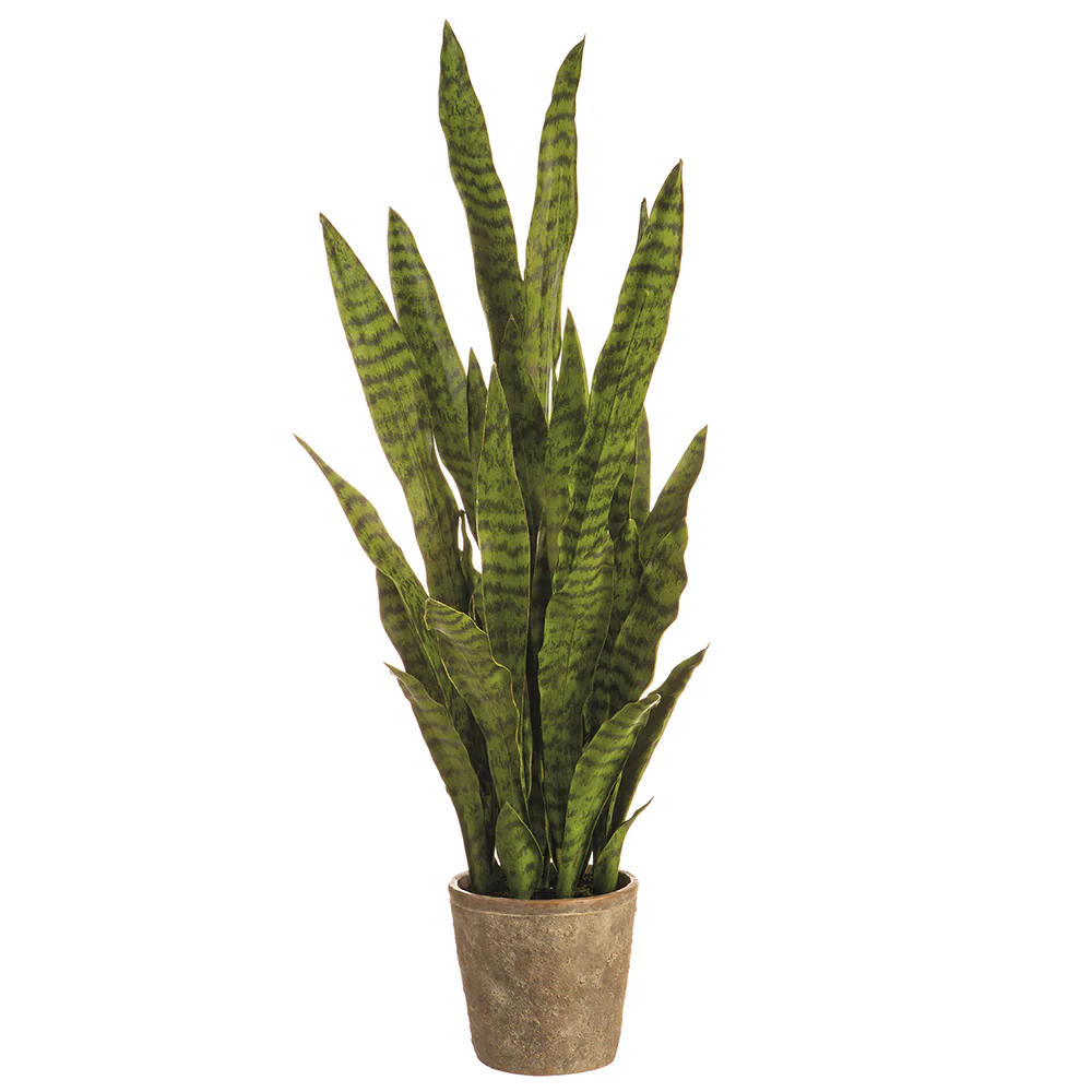 37.5" Sansevieria Snake Artificial Plant w/Cement Pot -Green (Pack of 2)