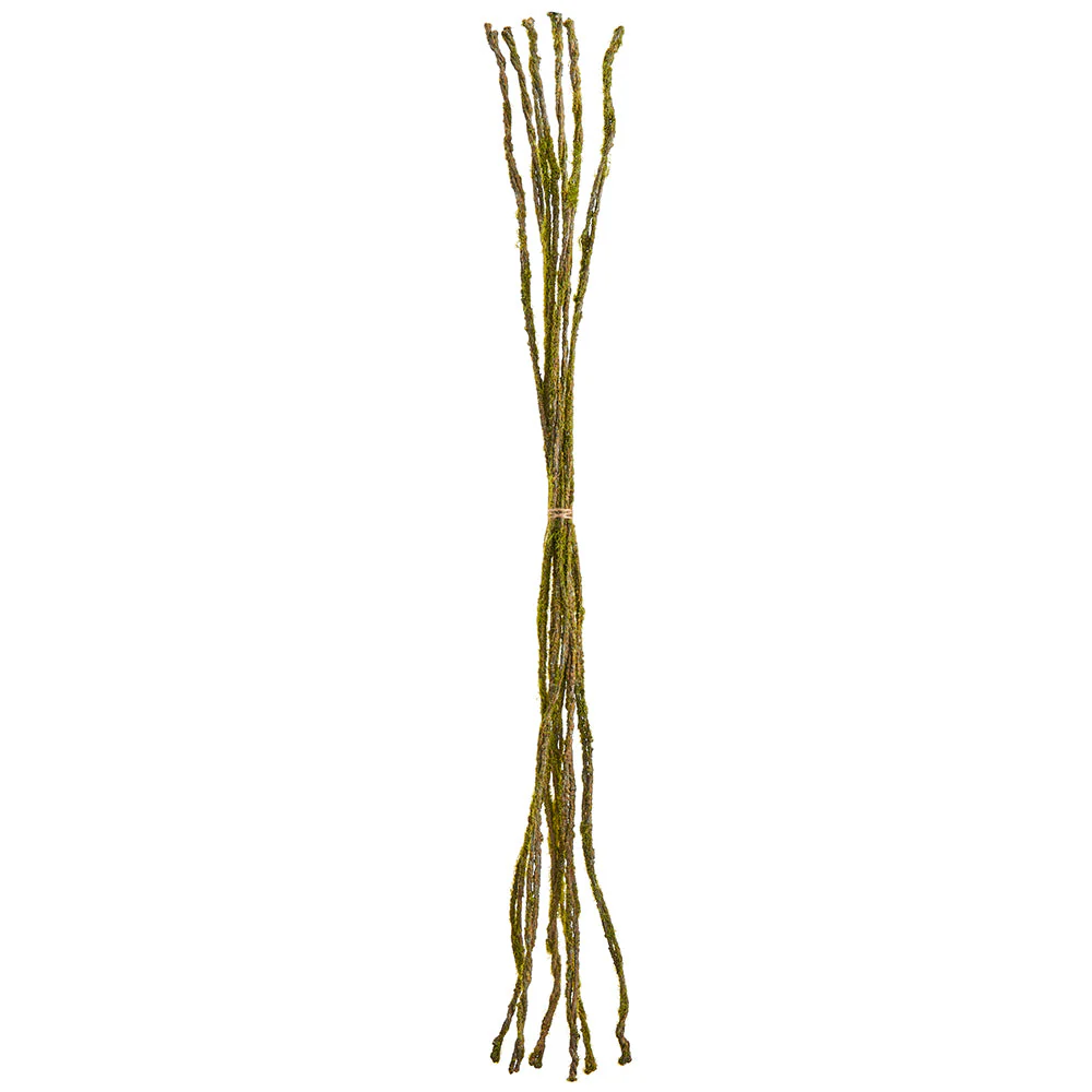 37" Artificial Moss Twig Stem Bundle -Green/Brown (Pack of 12)