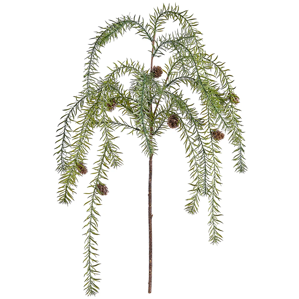 37" Artificial Pinecone & Pine Stem -Green/Brown (Pack of 12)