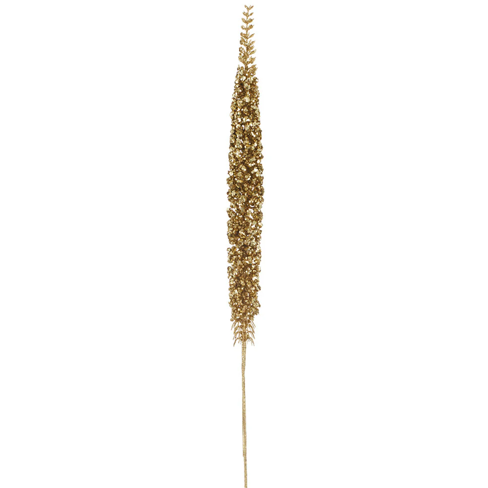 37" Glittered Artificial Foxtail Flower Stem -Gold (Pack of 12)