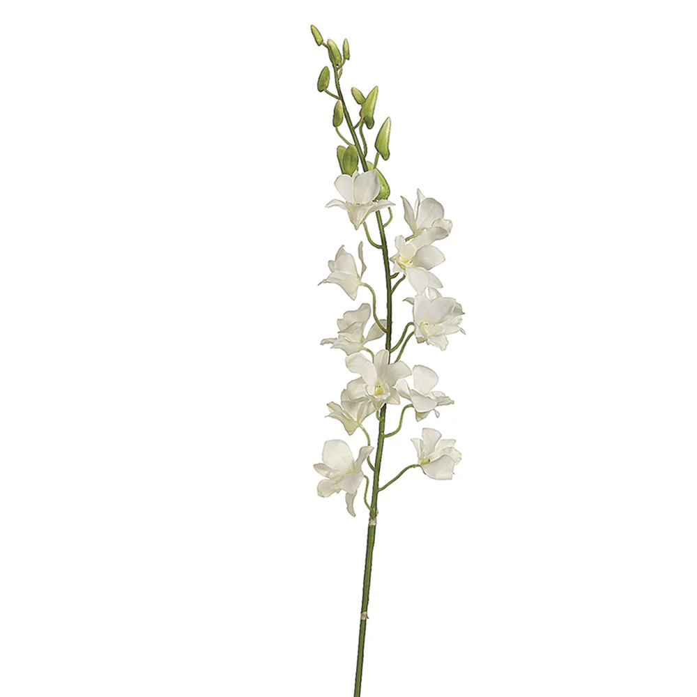 37" Hand-Wrapped Silk Dendrobium Orchid Flower Spray -Cream (Pack of 6)