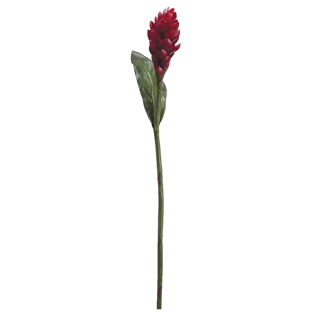 37" Hand-Wrapped Silk Torch Ginger Flower Spray -Red (Pack of 12)