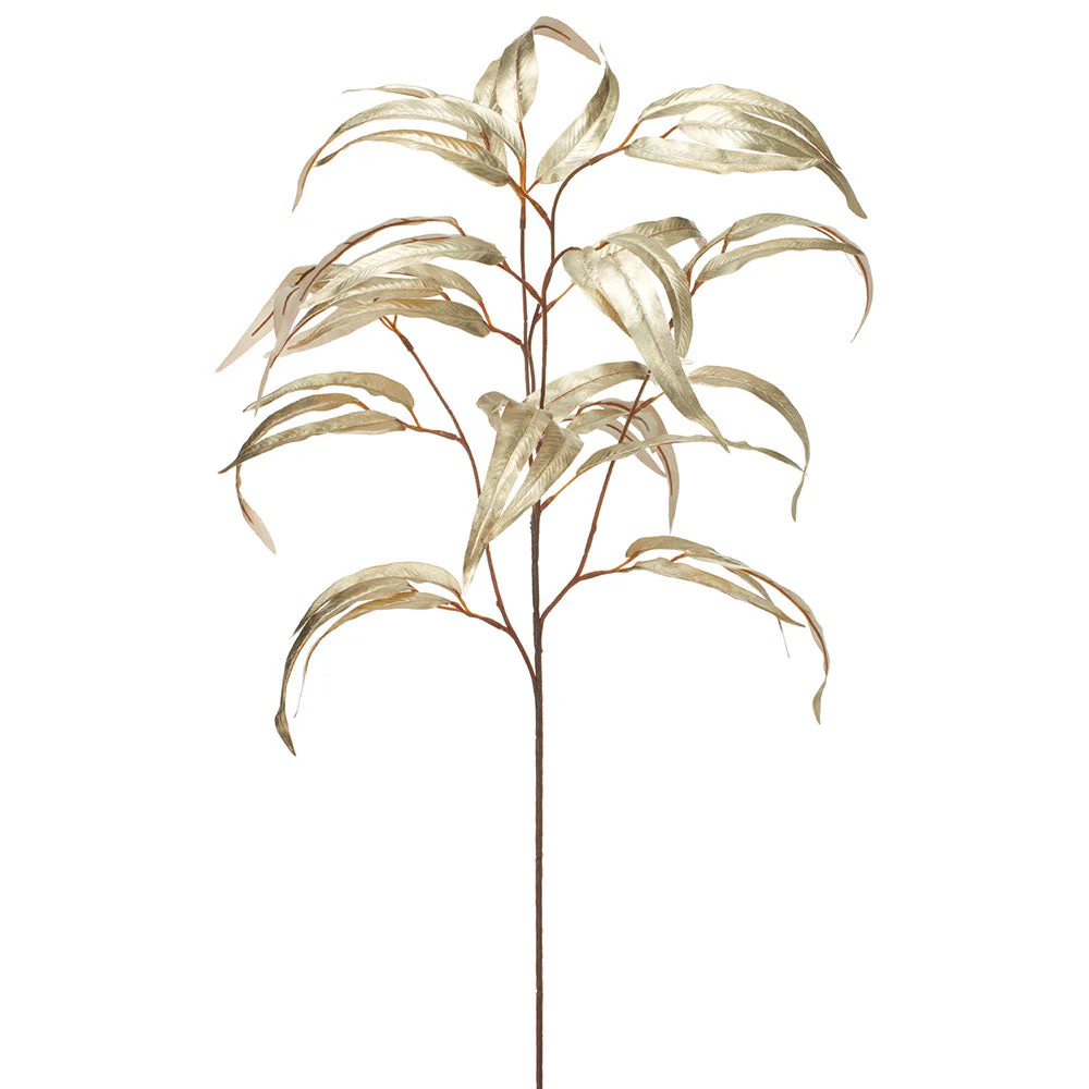 37" Metallic Artificial Eucalyptus Leaf Stem -Gold (Pack of 12)