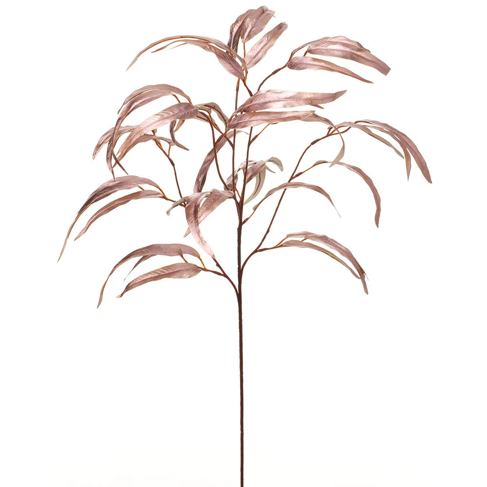 37" Metallic Artificial Eucalyptus Leaf Stem -Pink (Pack of 12)