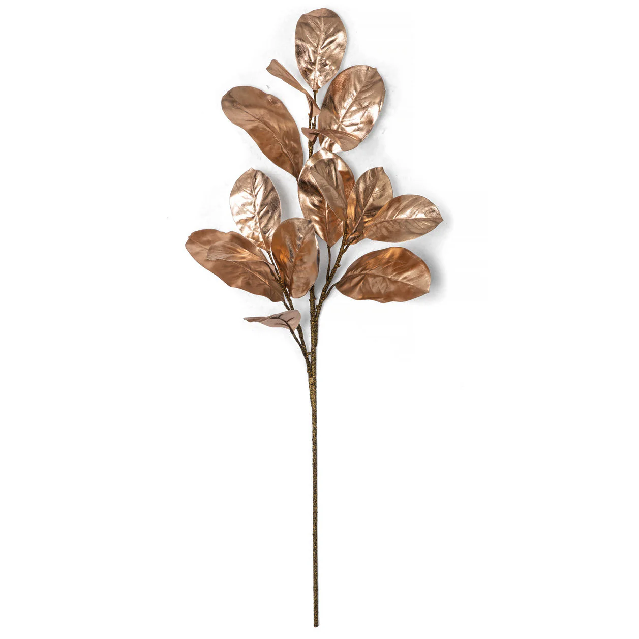 37" Metallic Silk Magnolia Leaf Stem -Copper (Pack of 12)