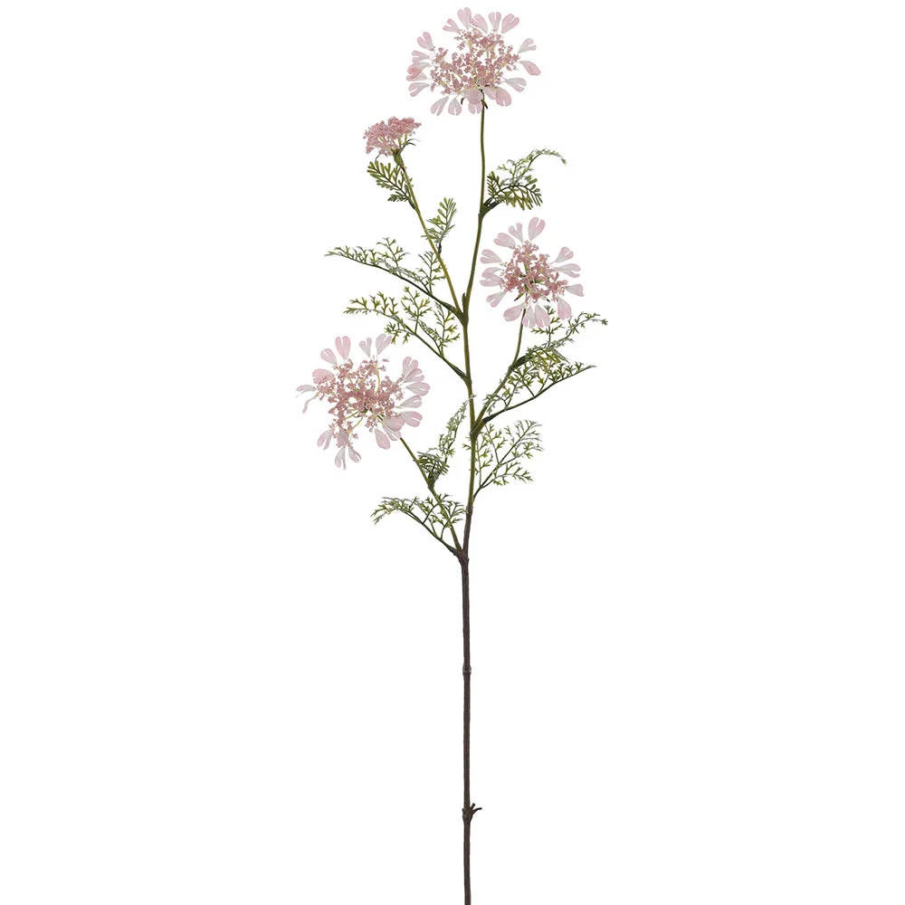 37" Orlaya Grandiflora White Lace Silk Flower Stem -Pink (Pack of 12)