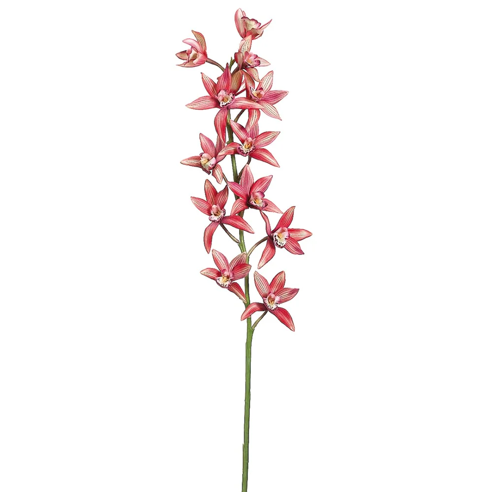 38" Hand-Wrapped Cymbidium Orchid Silk Flower Stem -Watermelon (Pack of 12)