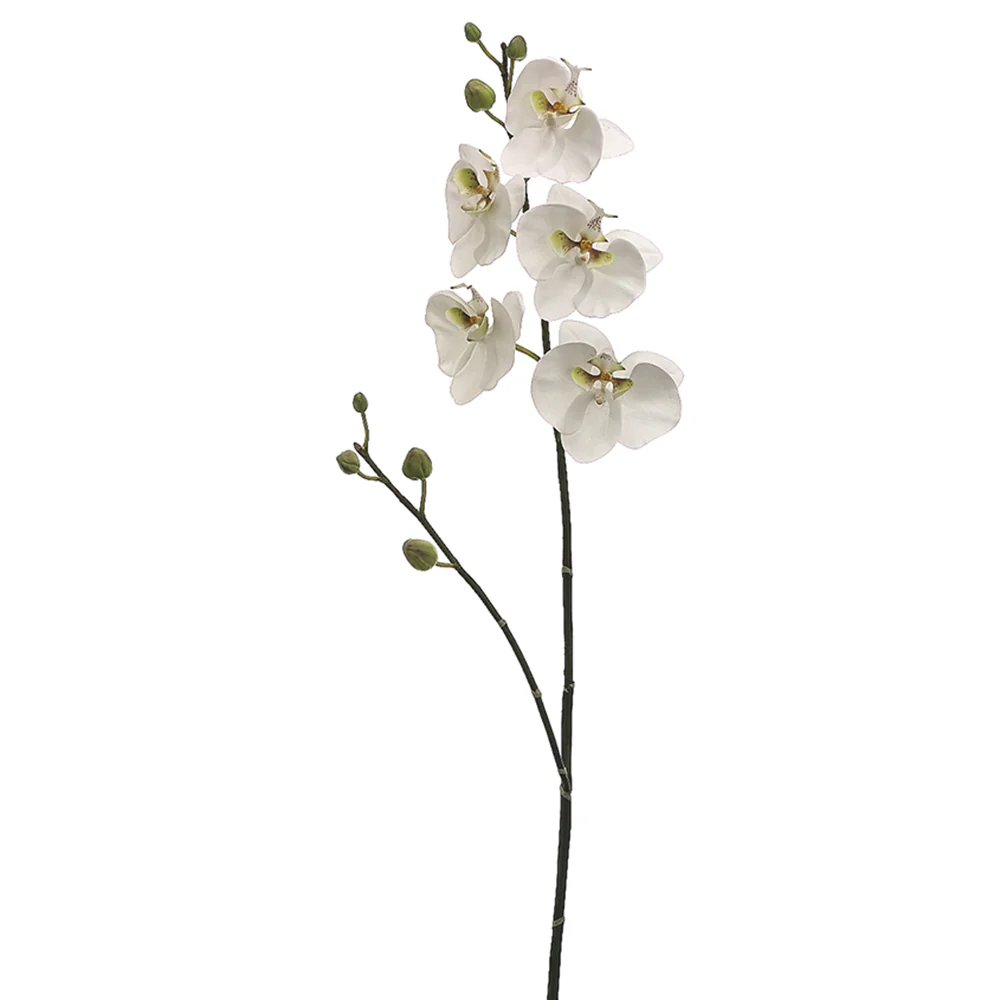38" Hand-Wrapped Silk Phalaenopsis Orchid Flower Spray -White/Green (Pack of 6)