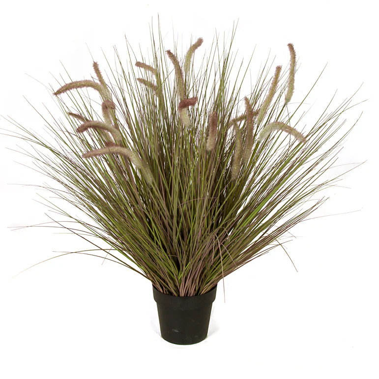 38" IFR PVC Onion Grass & Cattail Artificial Plant w/Pot -Lavender/Green