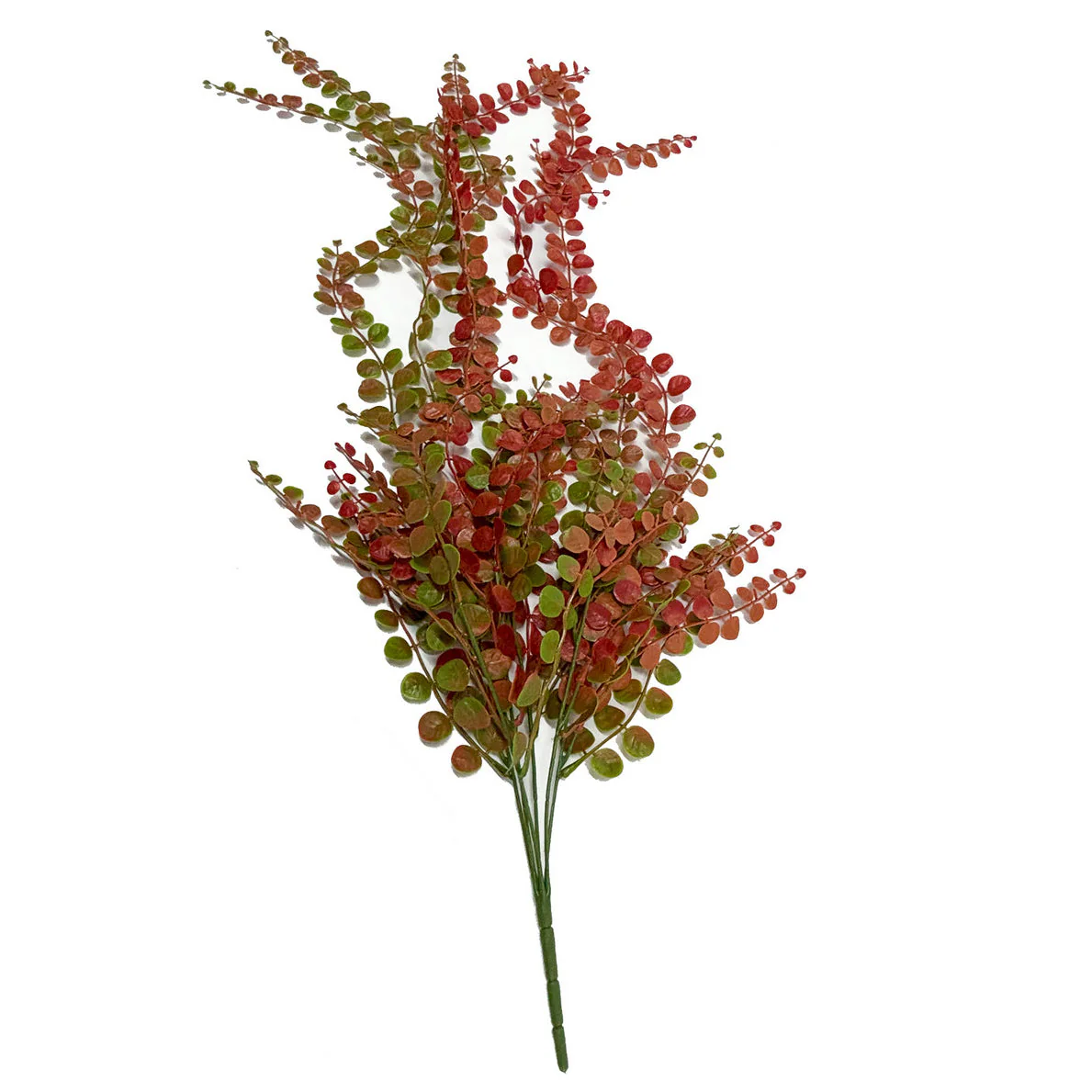 38" Outdoor UV-Proof Artificial Hanging Button Leaf Fern Plant -Rust/Green (Pack of 6)