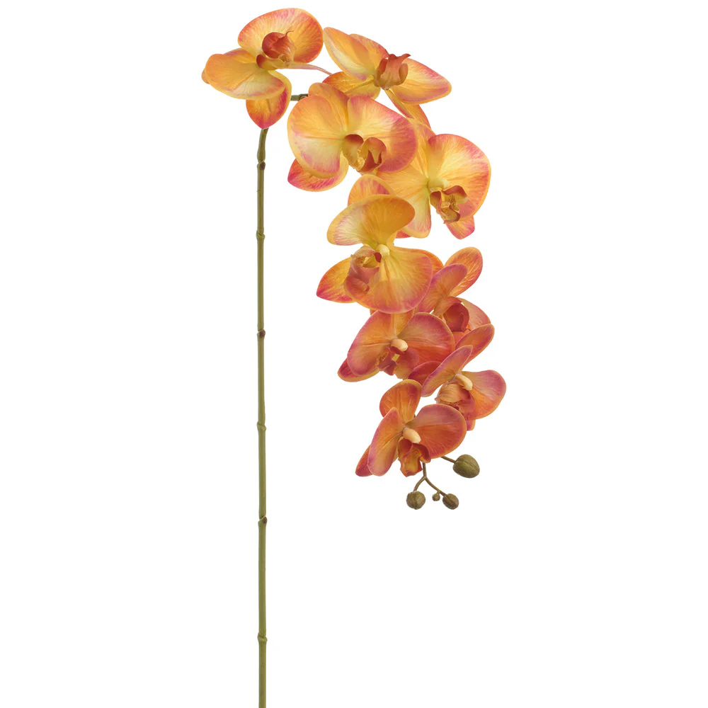 38" Phalaenopsis Orchid Silk Flower Stem -Orange (Pack of 12)
