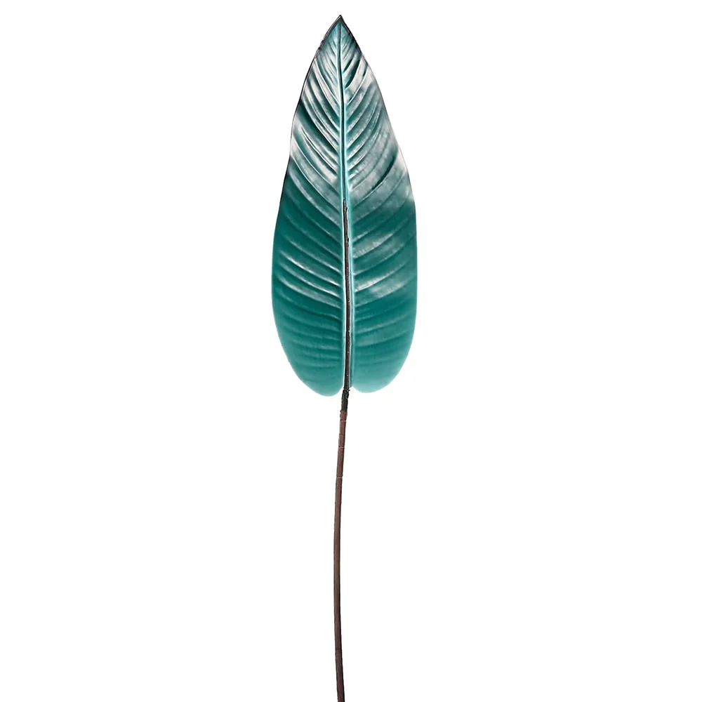 38" Porcelain Look Artificial Canna Leaf Stem -Dark Teal (Pack of 12)